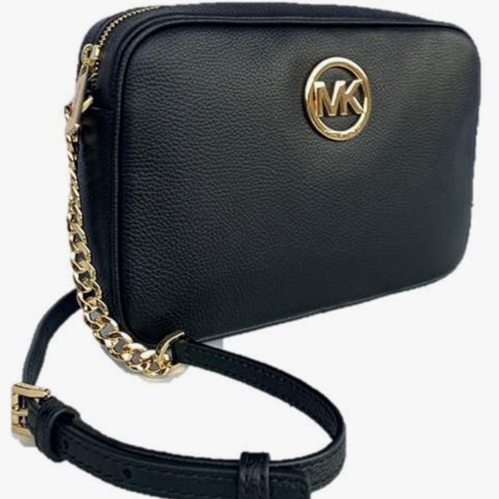 MICHAEL Michael Kors Fulton Large Pebbled Black Leathe Crossbody MSRP $168